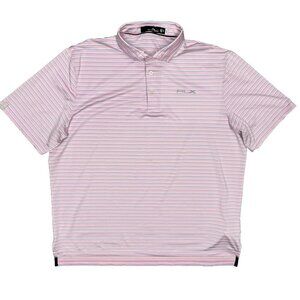 NWOT RLX Ralph Lauren‎ Polo Golf Shirt Stretch Short Sleeve Pink Striped XXL